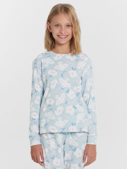 Комплект для девочек (джемпер, брюки) голубой с птицами - Mark formelle фото 3