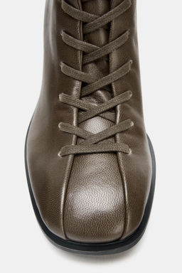 LEATHER LACE-UP ANKLE BOOTS - Zara фото 13