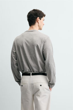 CAMISETA MEDIUM WEIGHT MANGA LARGA / Gris vigor? - Zara фото 3