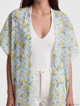 ?al Yaka Limon Desenli Kad?n Kimono