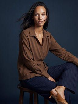 Dokulu Ba?lama Detayl? Kad?n G?mlek