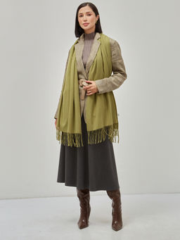 в составе ШЕРСТЬ. Большой, мягкий, теплый двусторонний палантин с принтом - Tantino фото 3