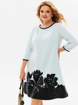 Платье с аппликацией из экокожи А-силуэта - Almond фото 5