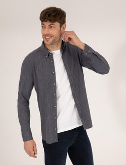 Рубашка Pierre Cardin Slim Fit длинный рукав синий