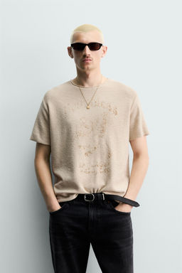 CAMISETA PUNTO ESTAMPADO LAVADO / Crudo