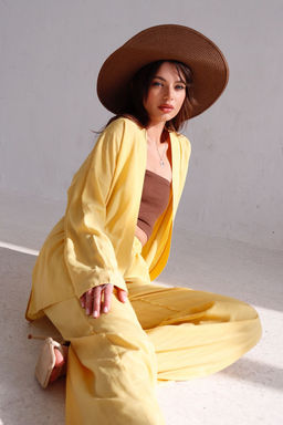 9444 Костюм из кимоно и брюк-палаццо жёлтый - Martichelli фото 12