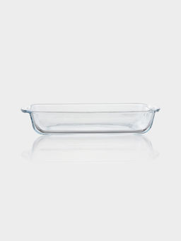 Форма для запекания Paşabahçe Borcam, 1.3/0.9 л, 28.6×16×5 см, с крышкой, прямоугольная, жаропрочное стекло, прозрачная