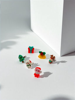 Кольца детские Выбражулька Ёлка, 6 шт. разноцветные, безразмерные