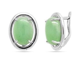 Серьги из серебра нефрит, СПН2054