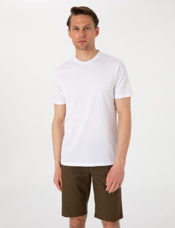 Beyaz Slim Fit Merserize Basic Ti__rt