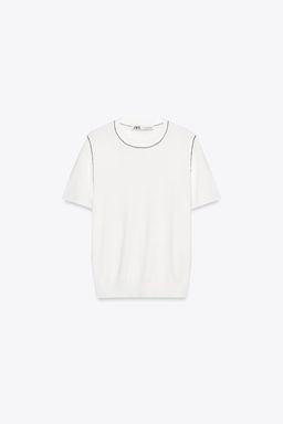 SHORT SLEEVE KNIT TOP WITH PIPING - Zara фото 11