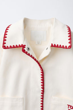 CAZADORA WORKER BORDADOS / Crudo / Rojo