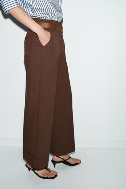 TROUSERS WITH TURN-UP CUFFS AND BELT - Zara фото 20