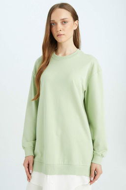 Regular Fit Bisiklet Yaka Basic Duz Sweatshirt Tunik - Defacto фото 2