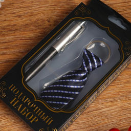 Набор подарочный 2 в 1, ручка, брелок-галстук, МИКС