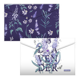 Цена за 1 шт. Набор из 4 папок-конвертов на кнопке пластиковых ErichKrause Lavender, A4, ассорти