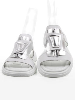 08-C405-9C WHITE/SILVER Босоножки женские (натуральная кожа)