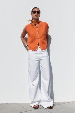 SHELL BUTTON KNIT WAISTCOAT TOP - Zara фото 8