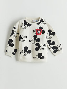 Bisiklet Yaka Mickey Mouse Bask?l? Erkek Bebek Sweatshirt ve E?ofman Alt 2li