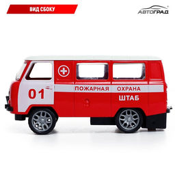 Машина металлическая УАЗ 3962. Пожарная служба, инерция, 1:32, свет и звук - АвтоГрад фото 3