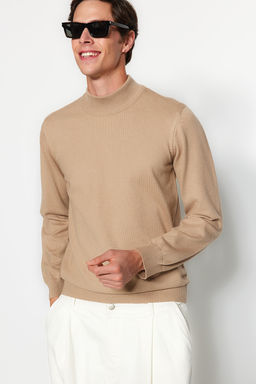 TRENDYOL MAN Premium Camel Regular Fit Yar?m Bal?kc? Yaka Yumusak Basic Triko Kazak TMNAW24KZ00055 - Trendyolmilla фото 14