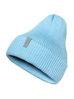 Шапка вязаная двухслойная светлоголубая