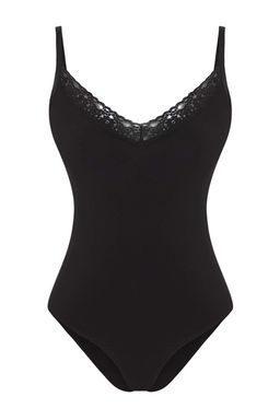 Trendyolmilla Siyah Duz V Yaka Kolsuz Orme Sandy Body TPRSS25BD00016