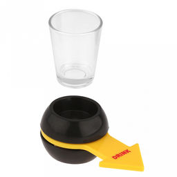 Игра настольная (питейная) "Вращайте шот": вращающийся механизм со стрелкой д6см, h4,5см, пластик; стопка стеклянная 50мл д4,6см, h6см, в коробке (Китай)