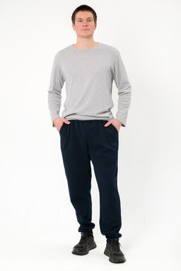 Брюки мужские на резинке из футера 3-х нитка Джокер Тёмно-синий - Амадэль фото 9