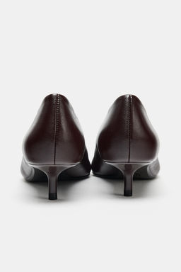 LEATHER KITTEN HEEL SHOES - Zara фото 11