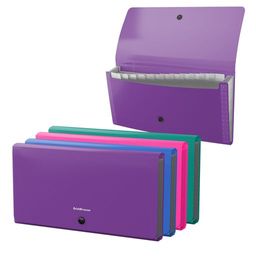 Цена за 4 шт. Папка-картотека пластиковая ErichKrause Diamond Vivid, с 13 отделениями, Check size, ассорти (в пакете по 4 шт.)