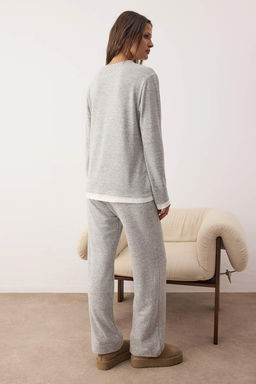 Bej Melanj Cift Katl? K?sl?k Yumos Orme Pijama Tak?m? THMAW26PT00154 - Trendyolmilla фото 9