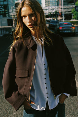 SHIRT WITH SHOULDER PADS - Zara фото 3