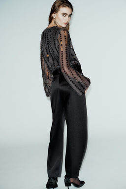 SATIN BARREL TROUSERS WITH BELT - Zara фото 5