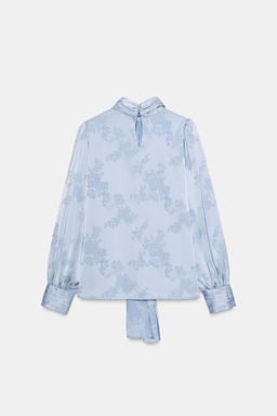 SATIN-FINISH JACQUARD SHIRT WITH BOW - Zara фото 17