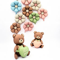 Воздушный шар фольгированный 42" «Медвежонок с сердцем», матовый, под воздух