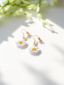 Цена за 2 шт. Серьги металл «Ромашки», жёлто-белые