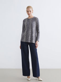 Bisiklet Yaka Y?lan Derisi Desenli Kad?n Ti??rt