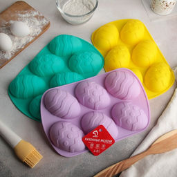 Форма силиконовая для выпечки Доляна Пасха. Пасхальные яйца, 32,5?19,5 см, 6 ячеек (9,7?6,8 см), цвет красный  фото 10