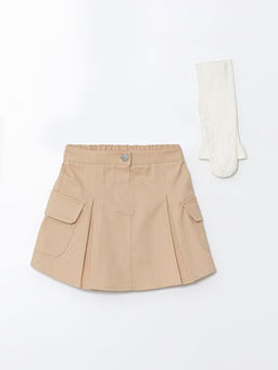 Beli Lastikli K?z ?ocuk Etek ve K?lotlu ?orap 2li Tak?m