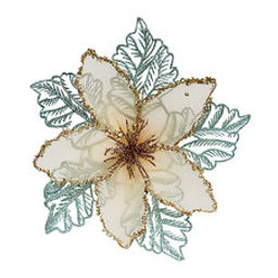 Пуансеттия ажурная бело-голубая на клипе d 21х7,5 см - Holiday Classics фото 2