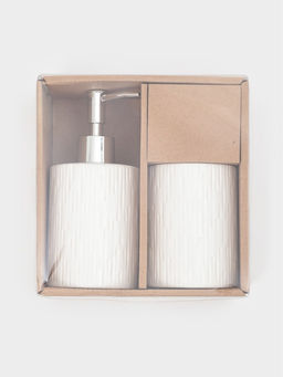 Набор для ванной Rain, 2 предмета, дозатор для мыла, стакан, белый