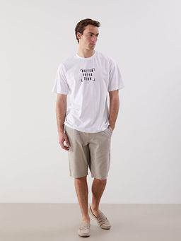 Bisiklet Yaka K?sa Kollu Bask?l? Penye Erkek Ti??rt