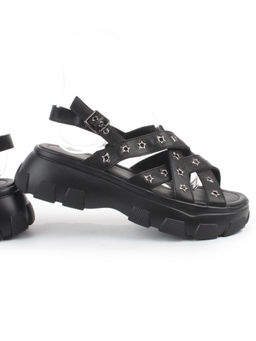 08-PEAG47-2 BLACK Босоножки женские (натуральная кожа)