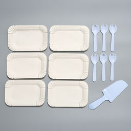 Цена за 4 шт. Набор одноразовой бумажной посуды, 6 персон