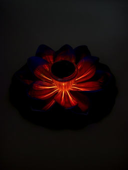 Садовый светильник для водоемов 28 х 28 х 9 см на солнечной бат-е "Лотос" фиол-ый N010