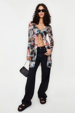 Cok Renkli Bask?l? Uzun Tul Esnek Orme Orme Bluz TWOSS24BZ00051 - Trendyolmilla фото 2