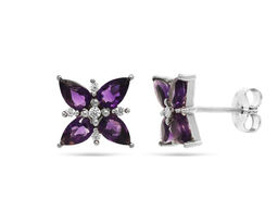 Серьги, аметист, Гербера