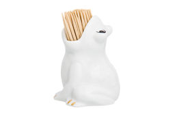 Вазочка п/зубоч. 5,5*4,8*6,5 см 30 мл Лягушка белая, золото