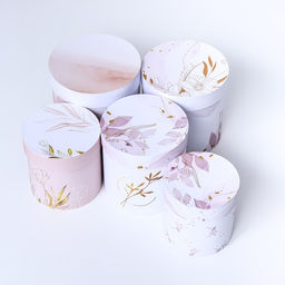 Набор круглых подарочных коробок 5 в 1 Нежный образ, 20?20 -14?14 см